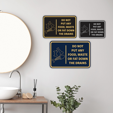 Signs ByLITA Classic Framed Do Not Put Any Food, Waste or Fat Down The Drains Door or Wall Sign Easy Installation | Health And Safety | Building And Hospitality Signs